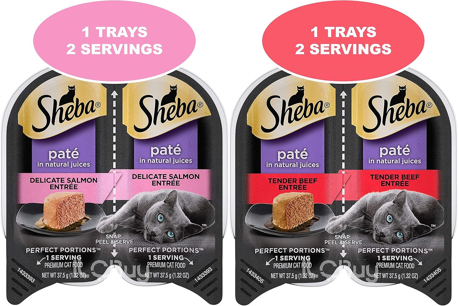 12 Trays 2.6 Oz Each Assorted Cuts in Gravy Pate in Natural Juice Cat Food F127257
