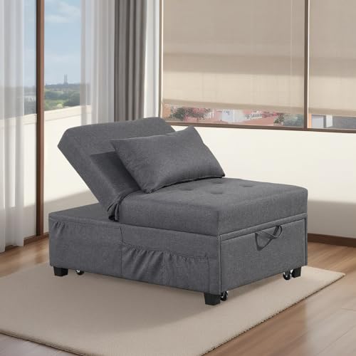 Dark Gray Convertible Sofa Bed with Pillow K15590