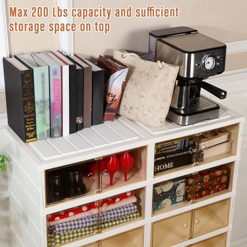 Clear Plastic 9-Tier Stackable Shoes Storage Box with Lids and Door C887029