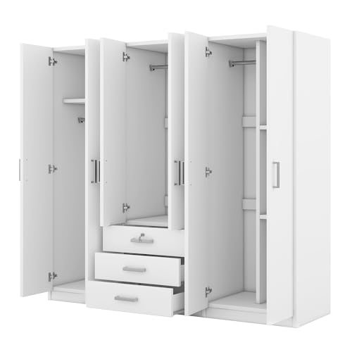 Gray 6 Door Wooden Wardrobe H504423