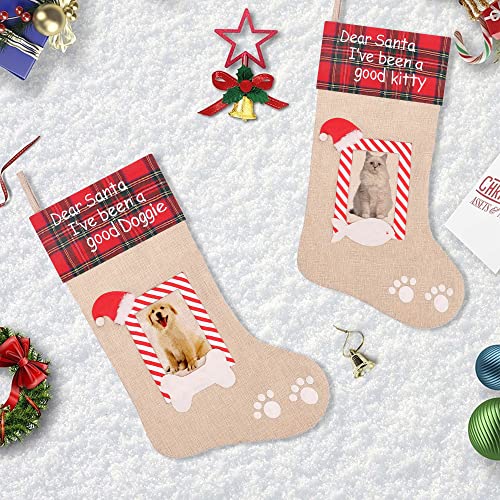 20 Inches Burlap Christmas Pet Stockings W7801