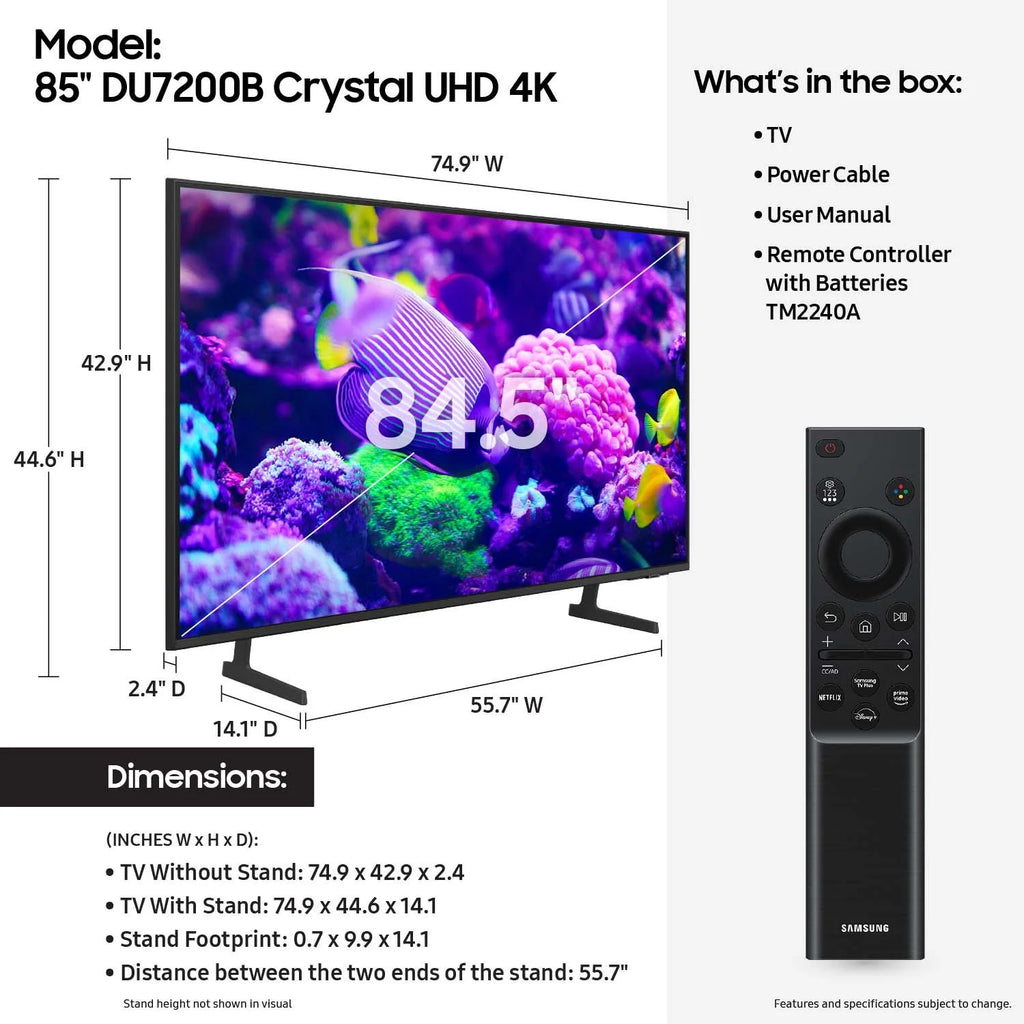 85” Class Crystal UHD 4K Smart TV U603