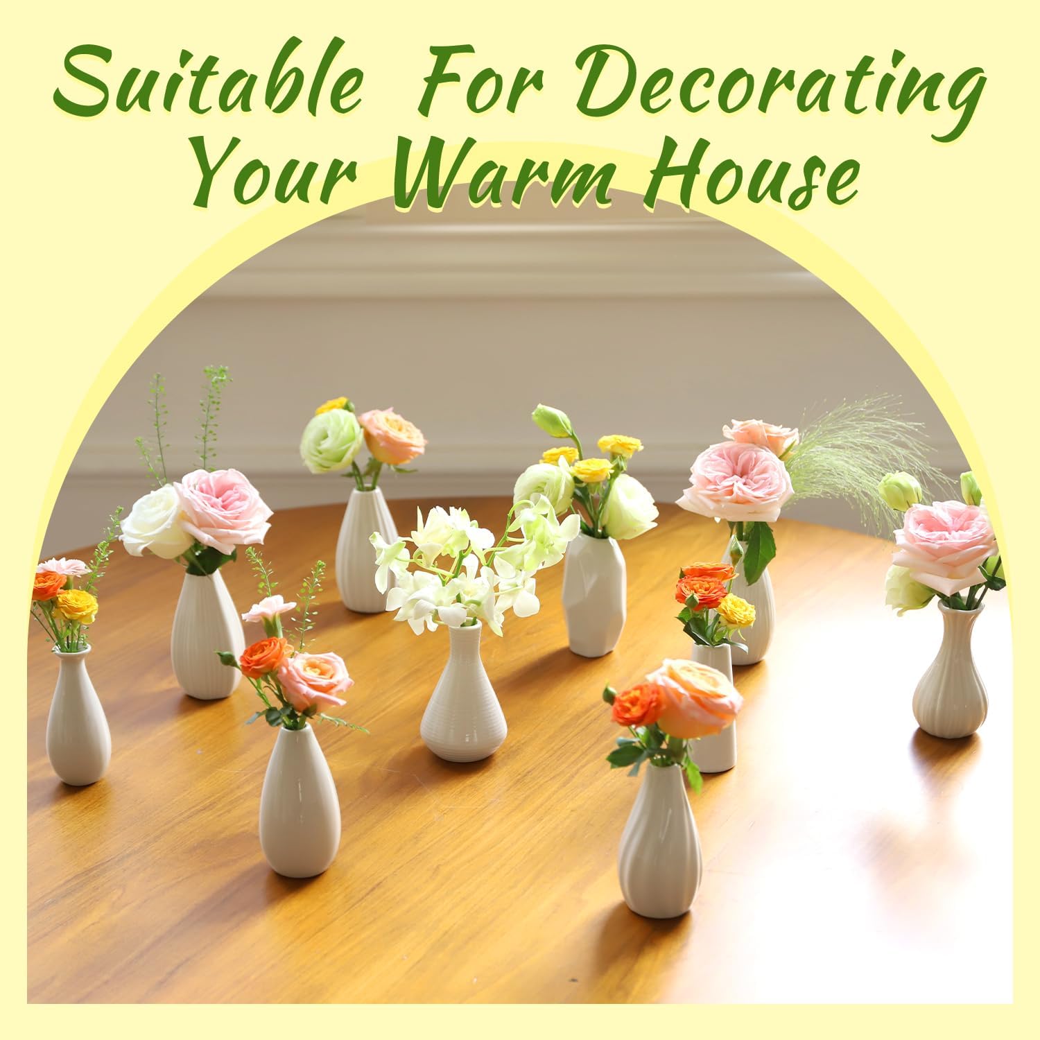 Mini Ceramic Vase Set of 10 White V673