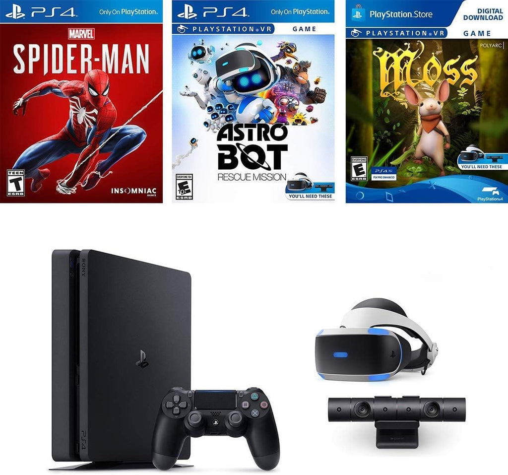 PlayStation 4 Slim 1TB Console with PS VR Headset, Dual Shock 4 Wireless Controller, Black E591