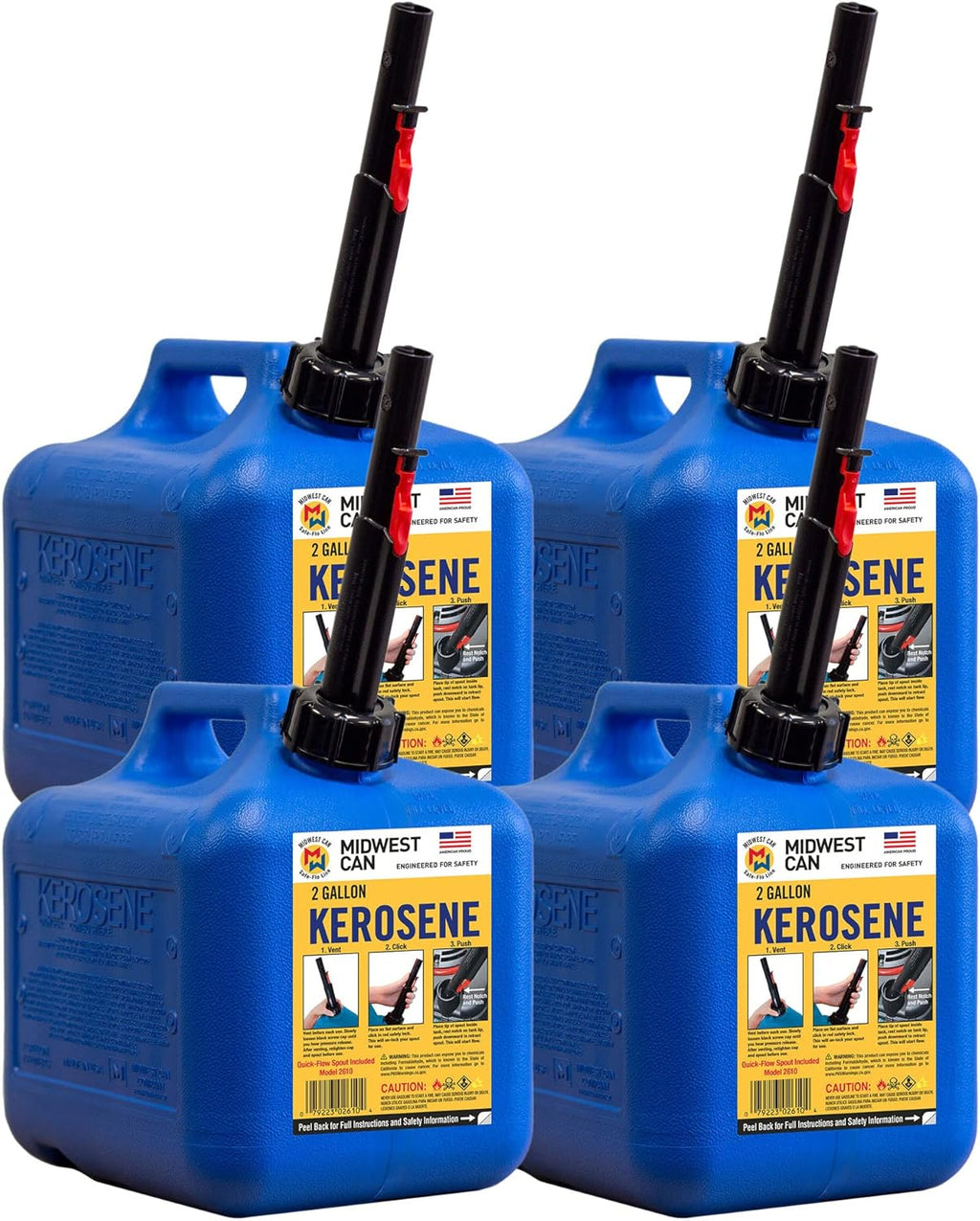 2-Gallon Blue Kerosene Gas Can Fuel Container (4 Pack) K2787