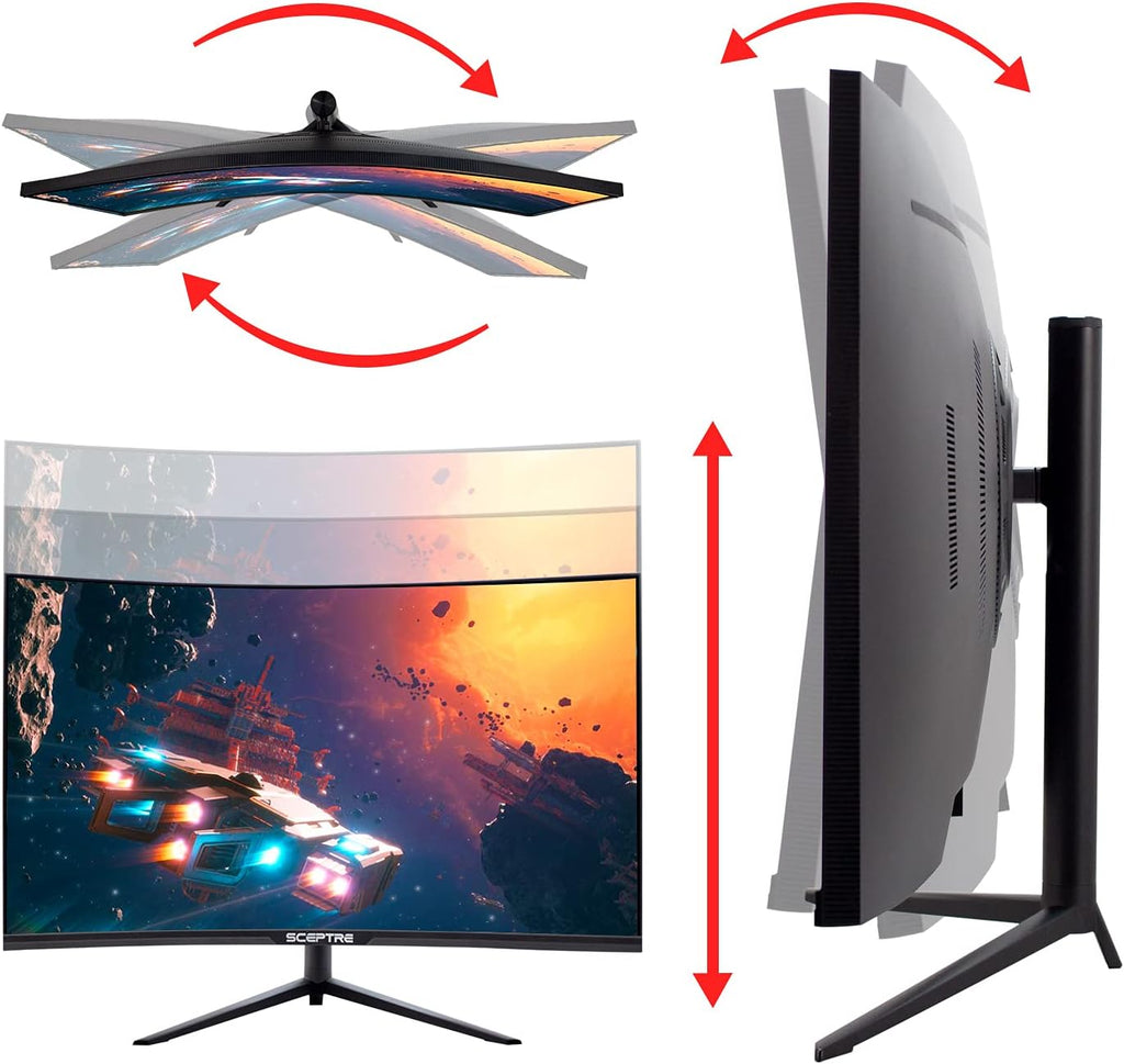 32 inch Curved QHD Gaming Monitor 2560 x 1440 165Hz 1ms HDR400 AMD FreeSync Premium Height Adjustable DisplayPort HDMI Build-in Speakers Black V529095