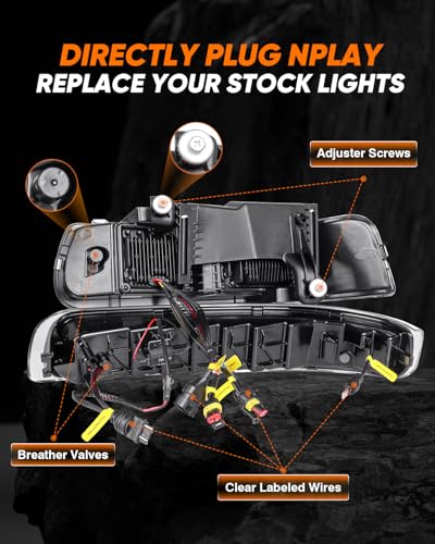LED Headlights Assembly Headlamps Replacement with Sequential Turn Signal Hi/Low Beam DRL O30877