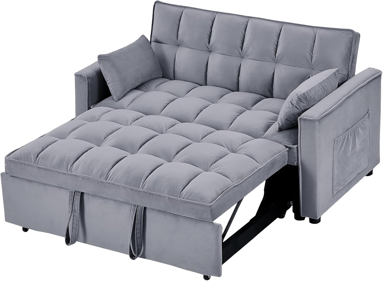 Tufted Velvet Convertible Sleeper Sofa Bed with Pullout Bed I529745