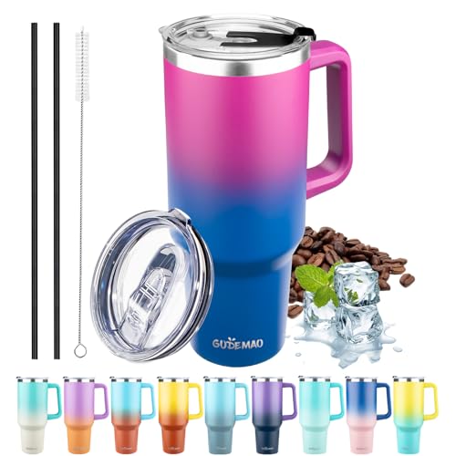 40 oz Stainless Steel Vacuum Insulated Tumbler with Handle and Straw A213750