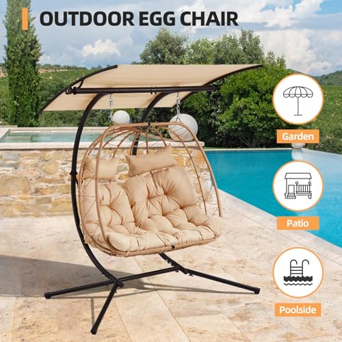 Oversized Double Egg Chair with Adjustable Canopy S12112