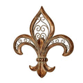 Fleur de Lis Wall Art Burnished Gold Resin Metal Scroll Decor 16 Inches Wide 17 Inches High Q518629