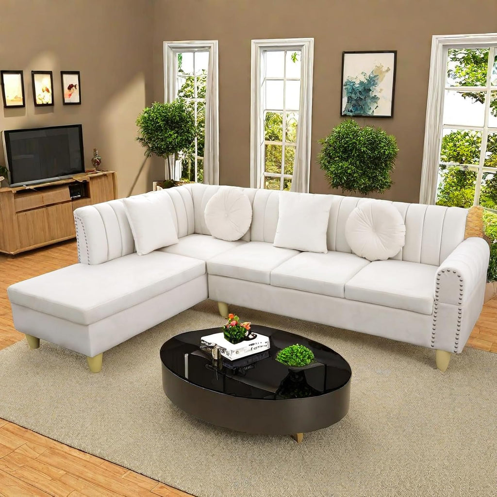 Beige L Shaped Sectional Sofa H274109