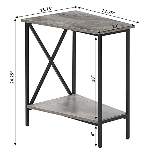 Faux Birch Black Wedge End Table S14743
