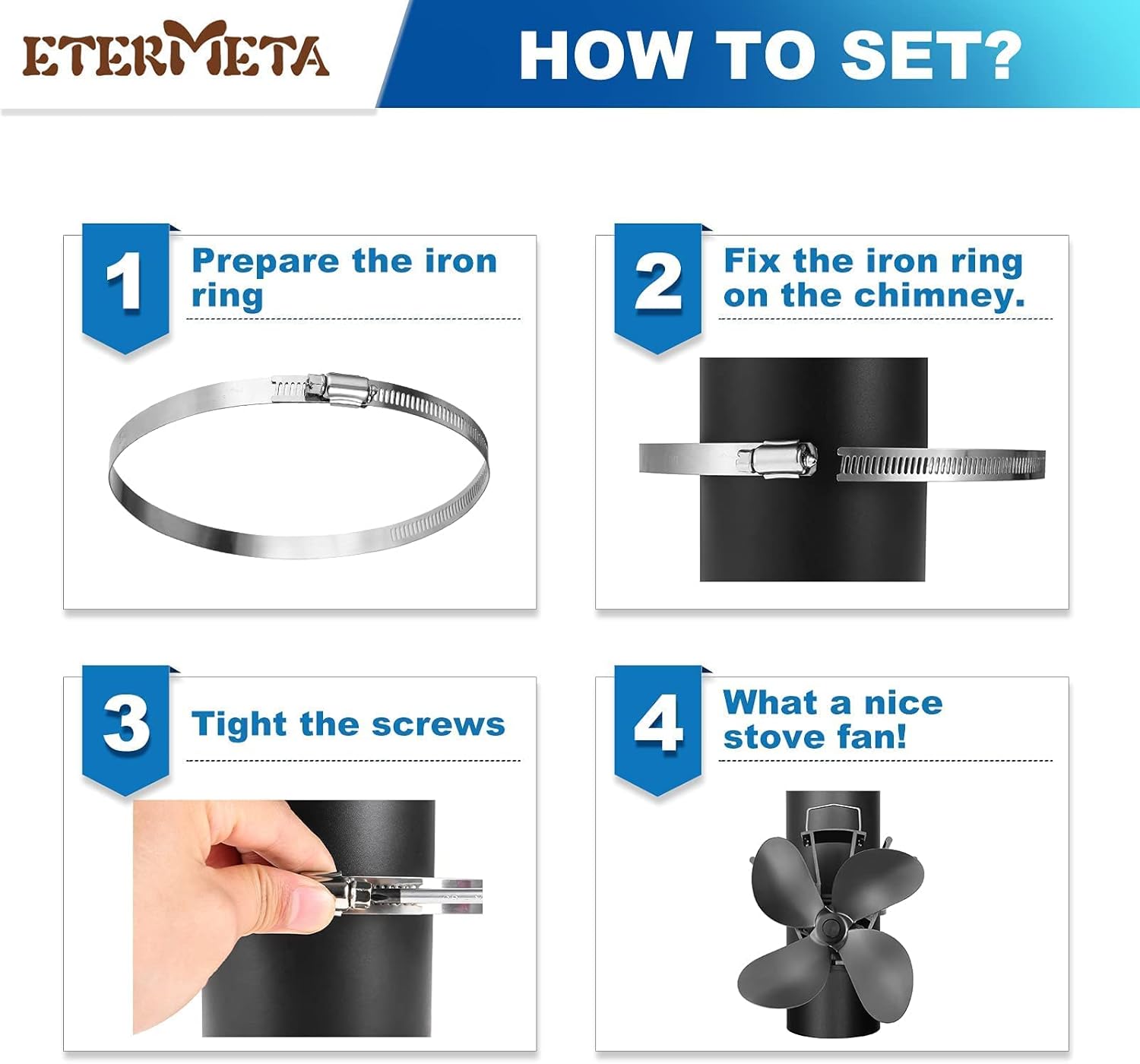4 Blade Heat Activated Stove Fan Pack of 2 A215