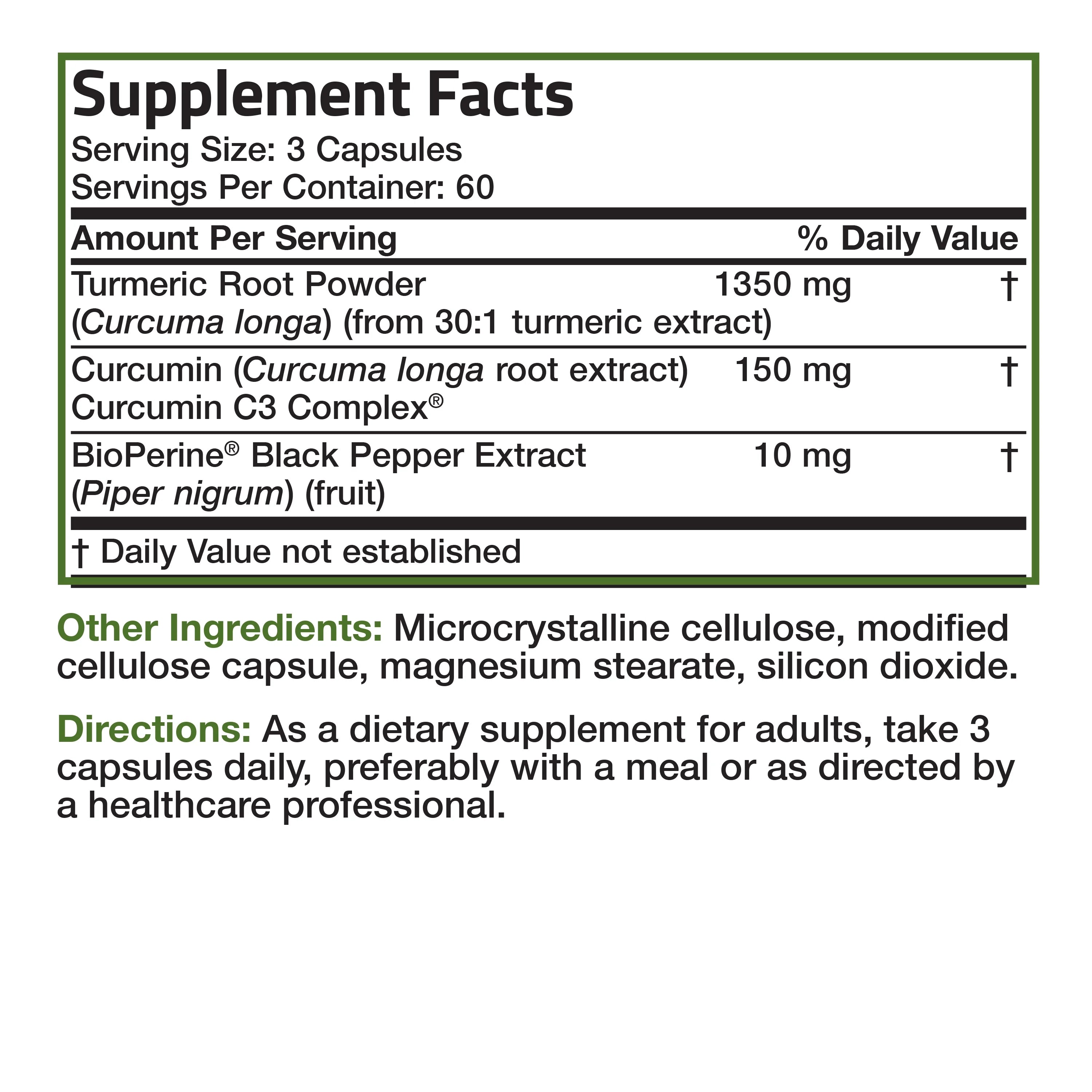 Turmeric Curcumin 1500 MG per Serving, 180 Vegetarian Capsules P722