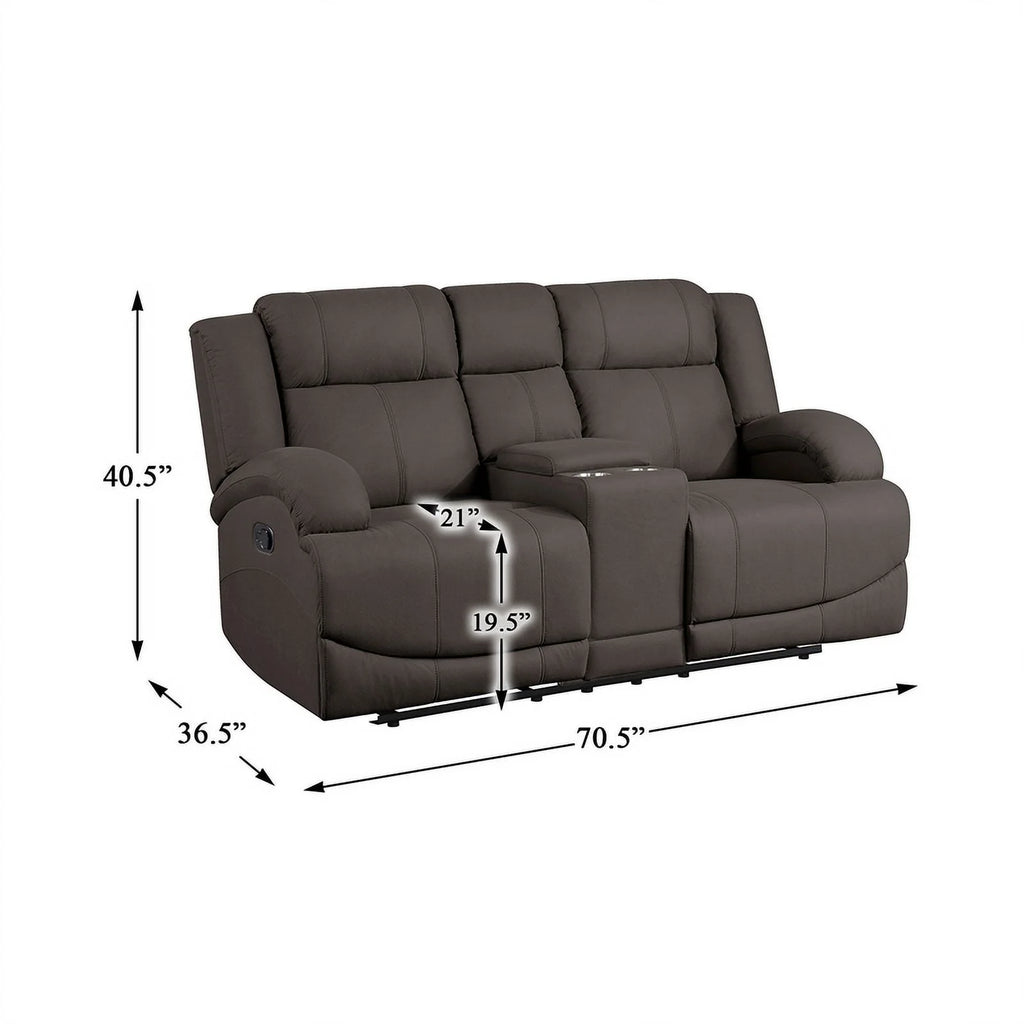 Chocolate Microfiber 2-Piece Manual Reclining Sofa Set M1767
