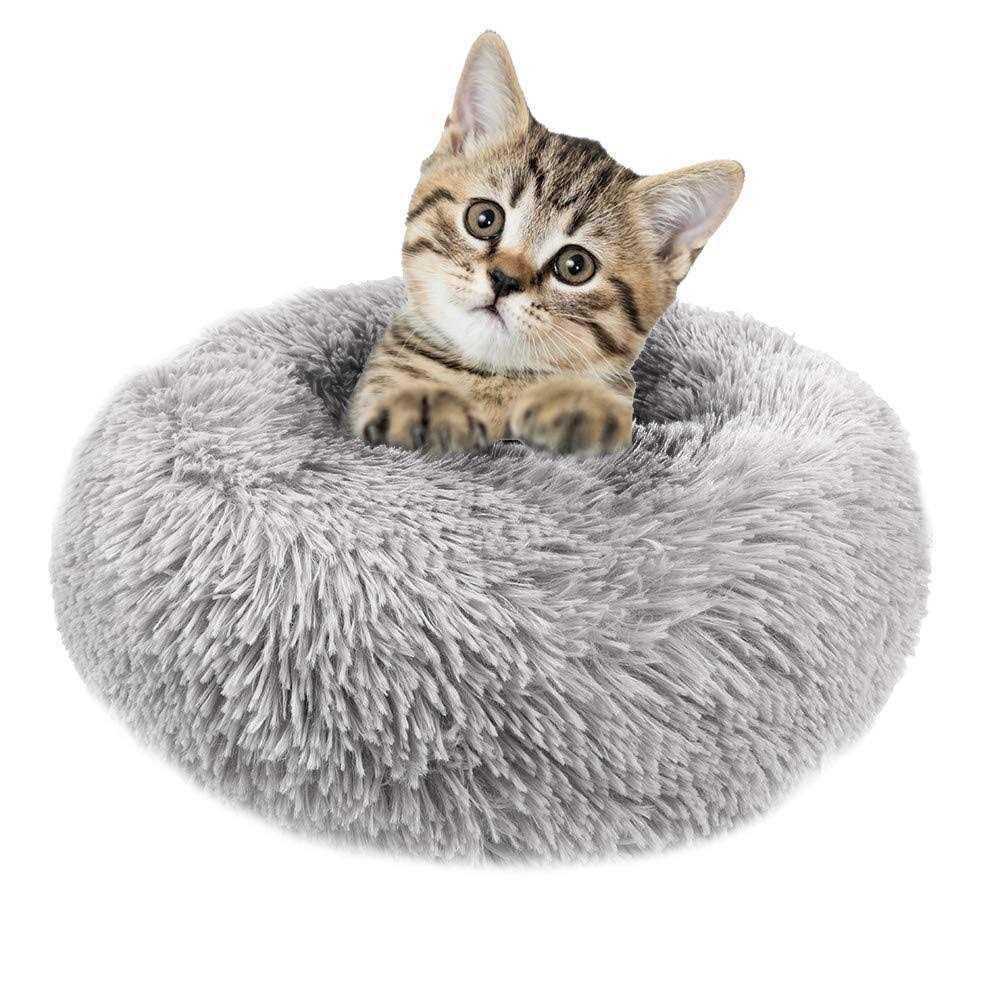 Round Plush Donut Pet Bed with Non-Slip Bottom B2040