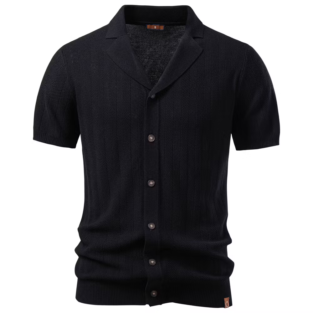 Business Casual Knit Button-Down Shirt