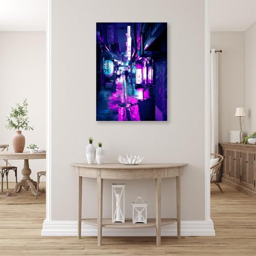 Cyberpunk Canvas Print Japanese Neon Style Poster Tokyo Anime Wall Art Picture C393