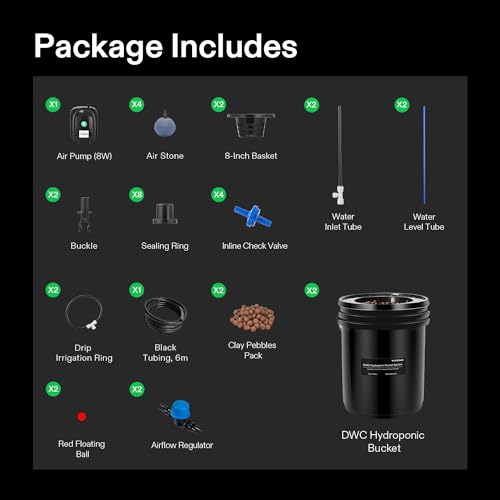 5-Gallon Deep Water Culture Hydroponics Grow System with Air Pump and Air Stone P79708