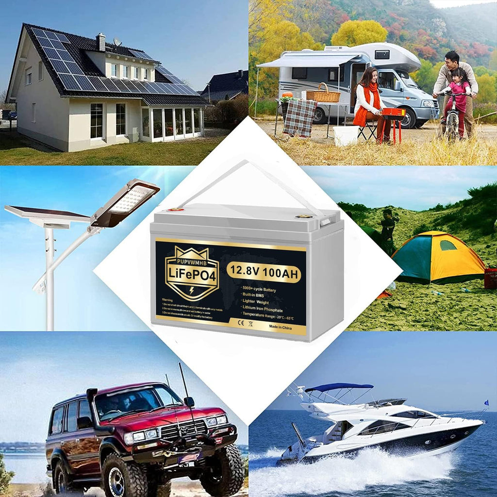 12V 100Ah Bluetooth LiFePO4 Lithium Battery with 100A BMS, Low Temperature Protection, 1280Wh Energy I40897