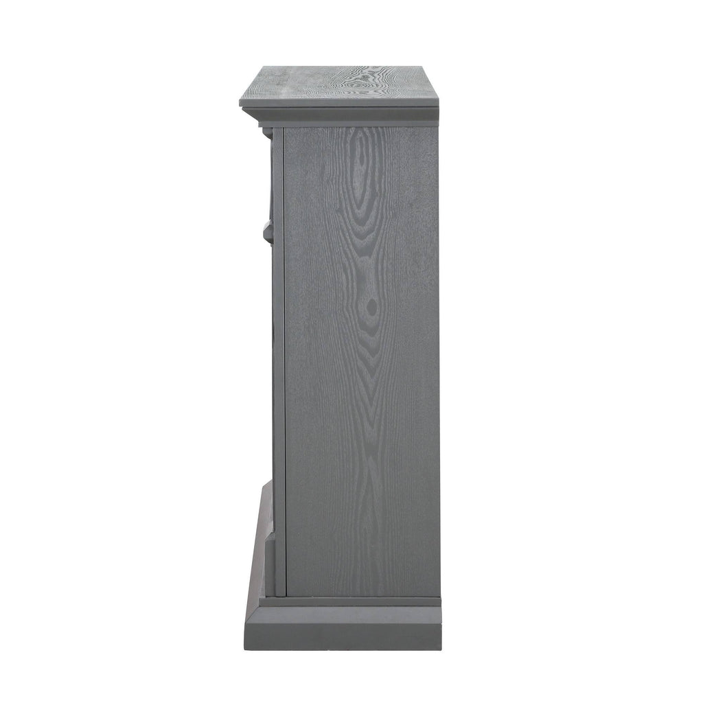Gray Electric Media Fireplace with Weathered Stone Y3709