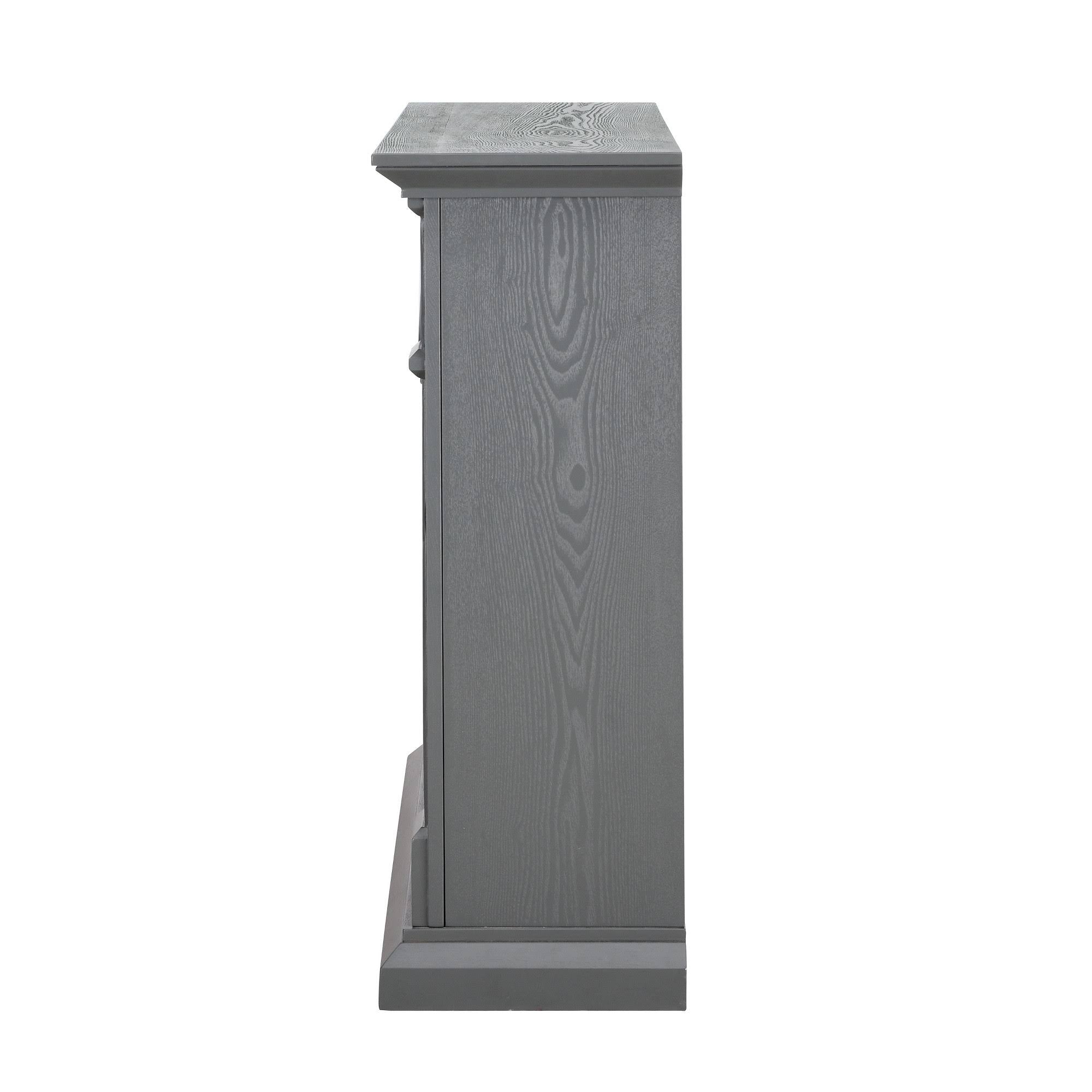 Gray Electric Media Fireplace with Weathered Stone Y3709