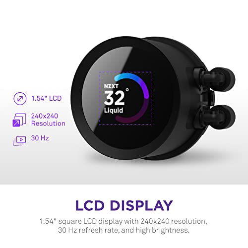 Black 240mm AIO CPU Liquid Cooler with LCD Display V541708