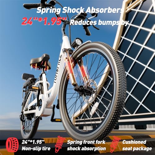 White 24" 500W 48V 20Ah 7-Speed Electric Cruiser Bike F81133