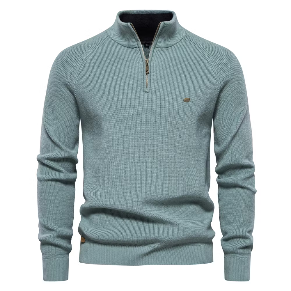 Men's Cotton Zipper Knit Sweater