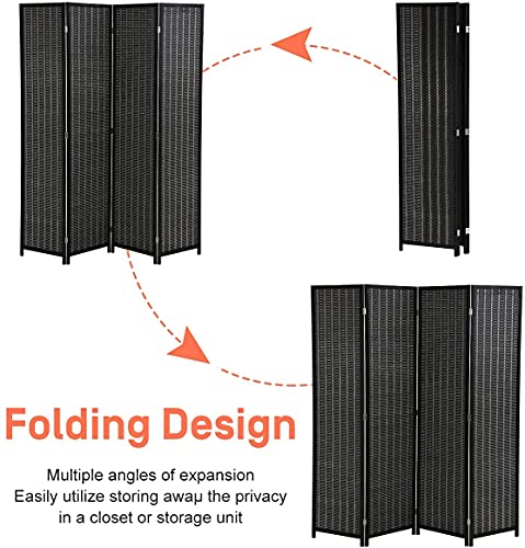 Black 6 Panel Folding Room Divider, 17.7" Wide G698629