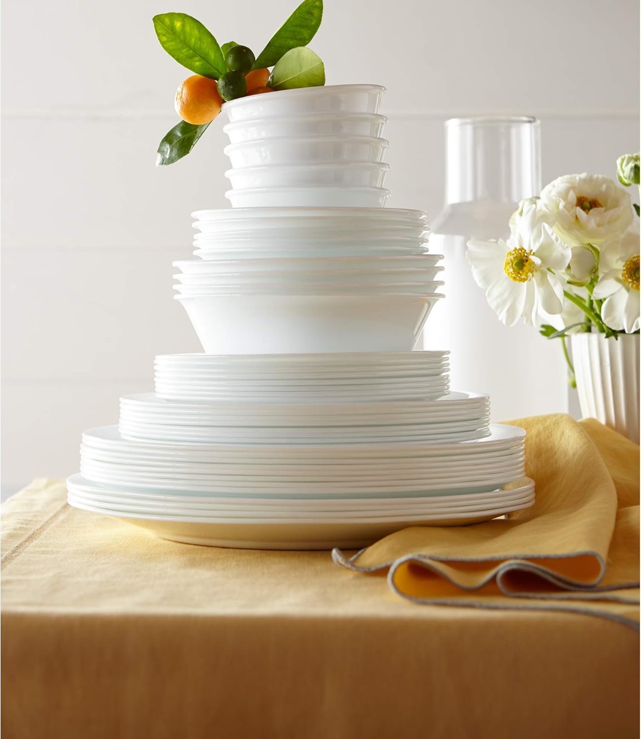 50-Piece Chip Resistant White Dinnerware Set N6569