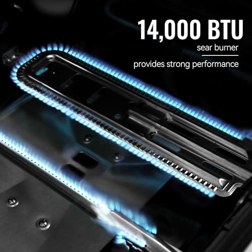 5 Burner Propane Gas Grill with Side Burner and Sear Burner, Porcelain-Enameled Cast Iron Grates R323