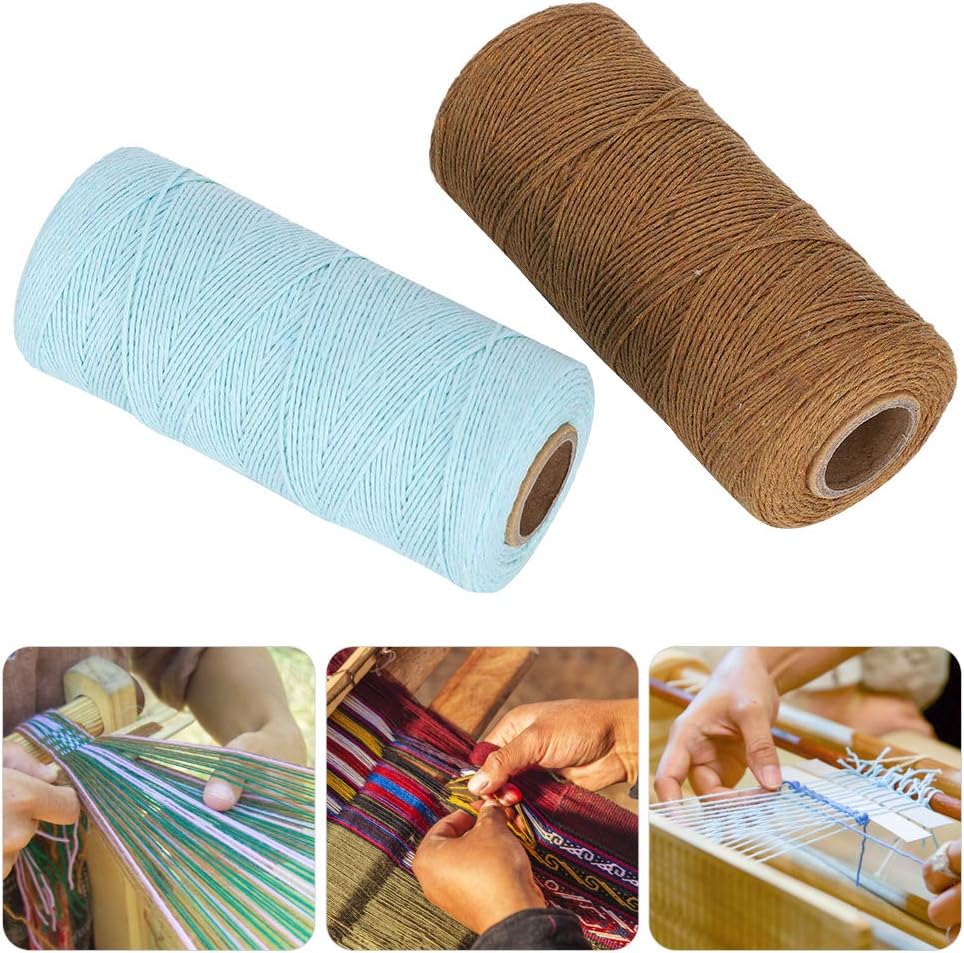 2 Rolls Pure Cotton Yarn 8/4 Warp Thread (Brown+Light Blue) R489