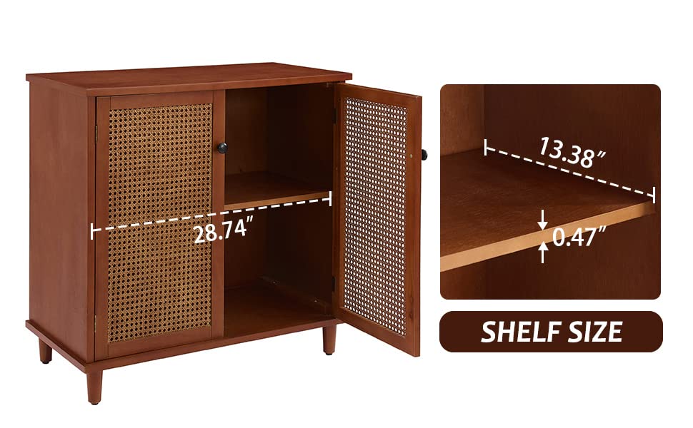 Wood Grain Accent Storage Cabinet with Metal Handle Doors, 1 Pcs D7613