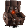 Oversized Blue Fabric Electric Power Lift Recliner Chair with Massage and Heat U284555