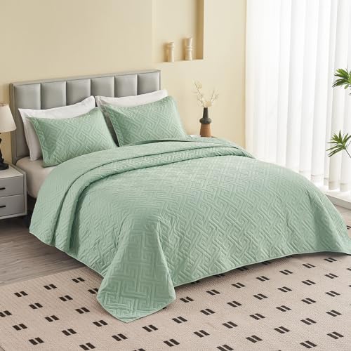 Blue Oversized King Reversible Quilted Bedspread Set with 2 Pillow Shams S786802