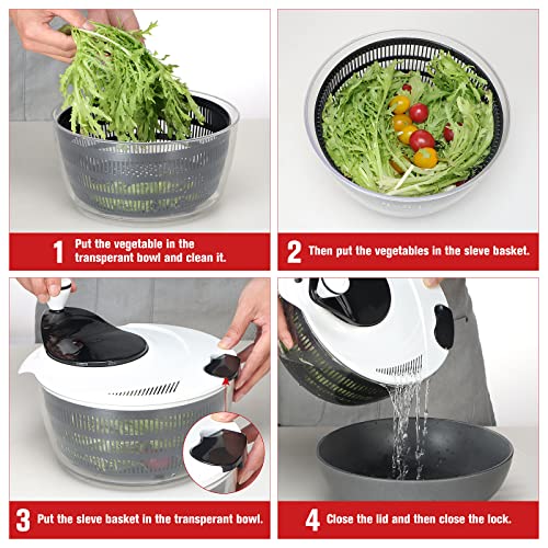 Large 4.2 Quart Salad Spinner with Bowl Rotary Handle (Black) L253127
