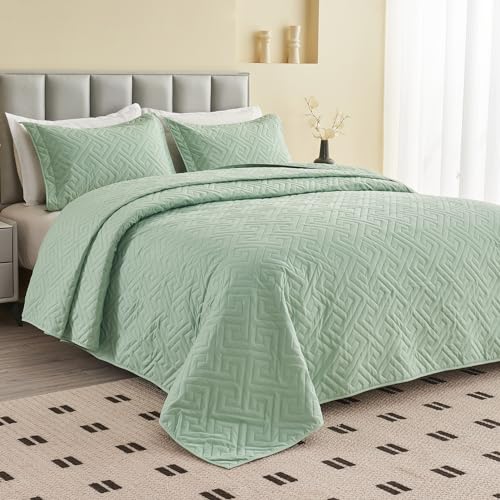Blue Oversized King Reversible Quilted Bedspread Set with 2 Pillow Shams S786802