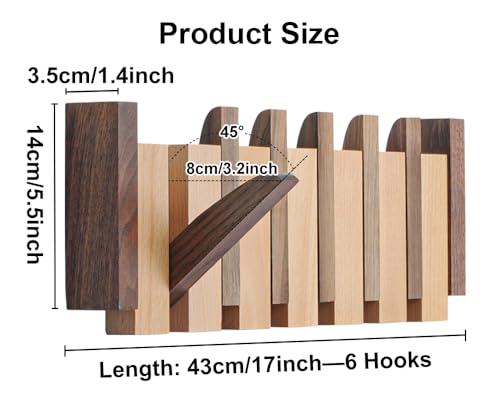 Wood Coat Rack Wall Mount with 4 Flip-Down Hooks K944