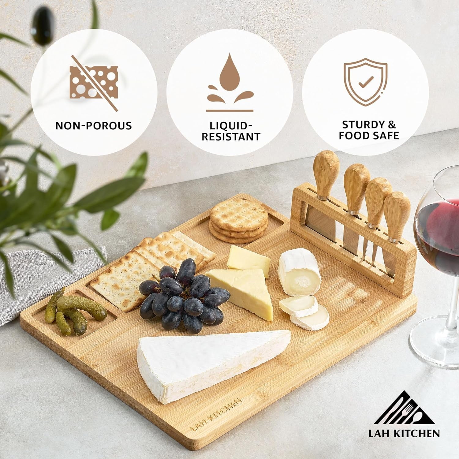 Large Charcuterie Board with Insulated Travel Bag, 15.6” x 11” x 0.6” F199523