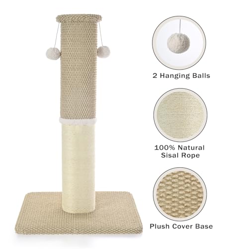 33" Natural Sisal Cat Scratching Post, Dark Grey U165
