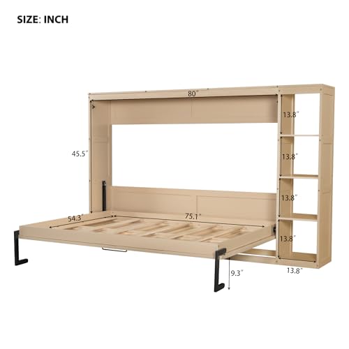 Full-Size Foldable Wall Bed with Storage Drawer I526053