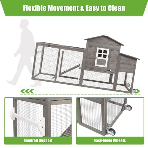 Wooden Chicken Coop Cage with Nesting Box, Waterproof Roof, Removable Tray F5026