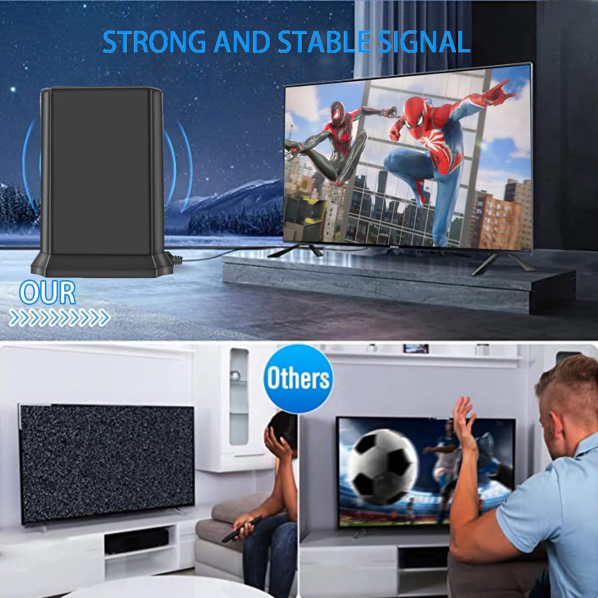 TV Antenna with Amplifier Signal Booster, 32ft Coax Cable U1143