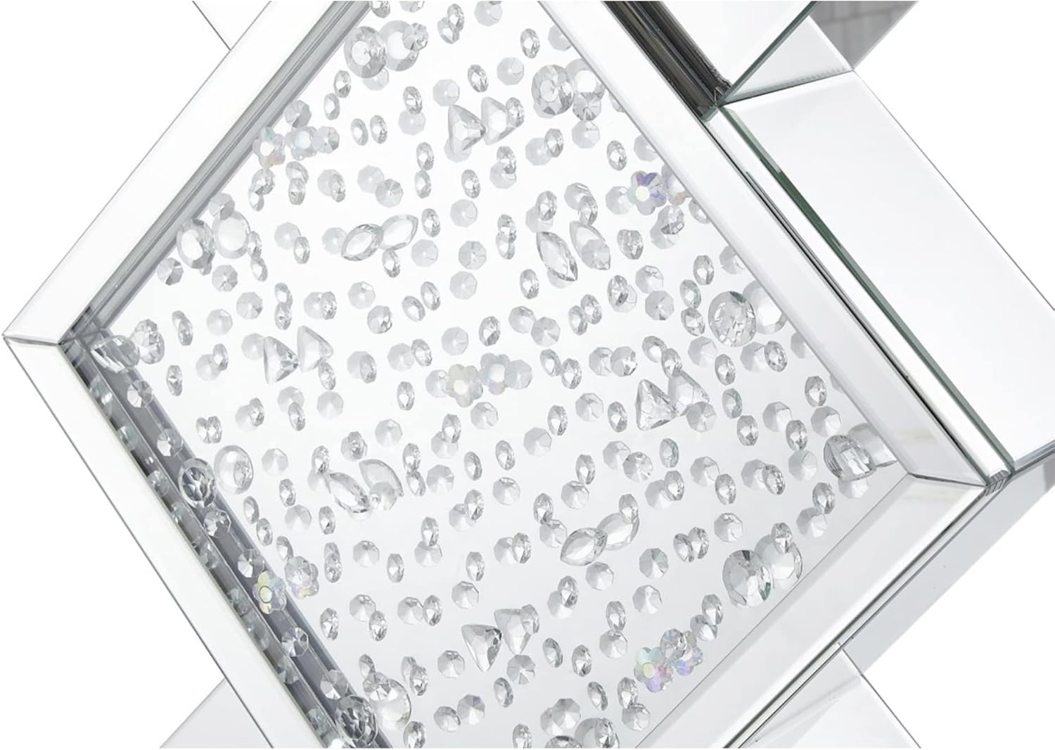 Rectangle Beveled Glass Mirrored Crystal Console Table W9064