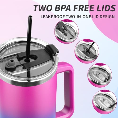 40 oz Stainless Steel Vacuum Insulated Tumbler with Handle and Straw A213750