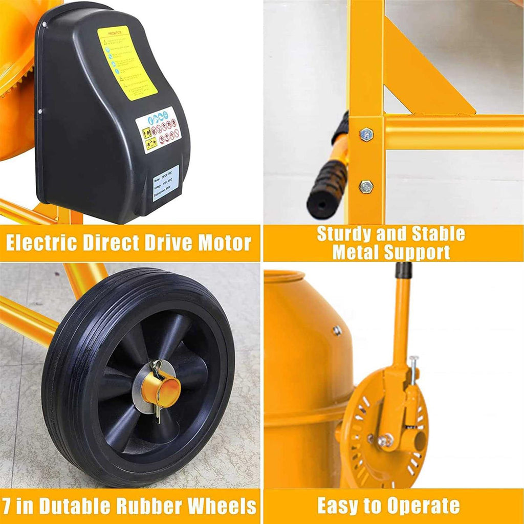 Portable Concrete Cement Mixer 1/2 Hp Electric with Wheel D318