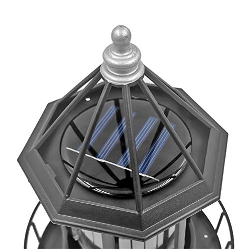Black LED Solar Rotating Lighthouse Lantern P97965