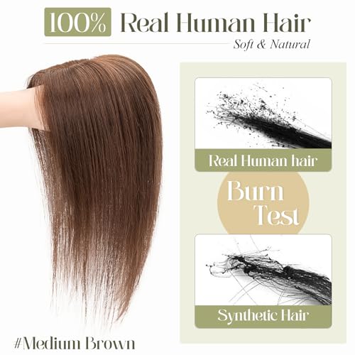 Medium Brown 10 Inch 100% Remy Human Hair Topper Q926